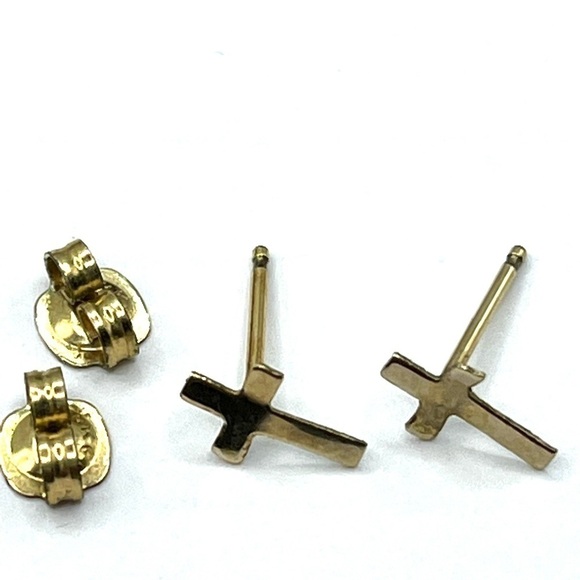 Cross Earrings | Dainty 14K Gold Filled | Post Back | Tiny | Lightweight Pierced - Picture 7 of 12